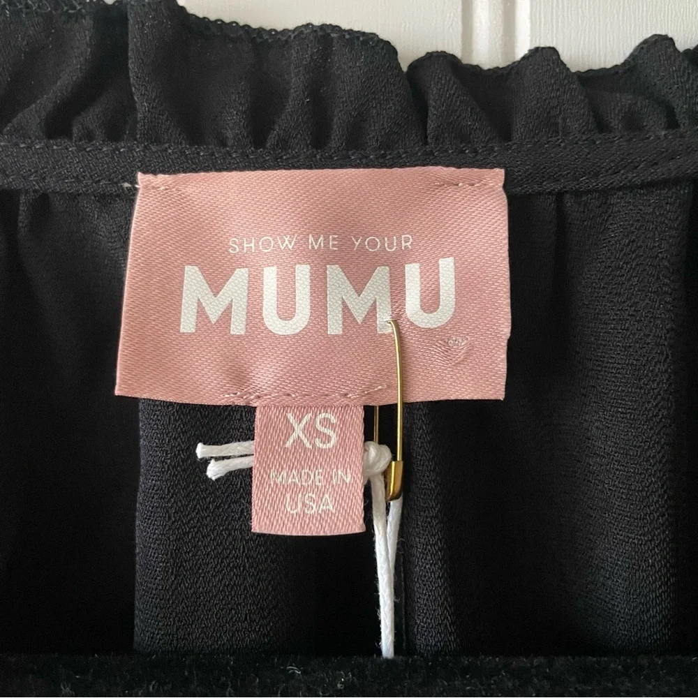 NWT Show Me Your Mumu Viola Tiered Mini Dress Women's XS Black Draped Flowy Boho - Picture 3 of 15